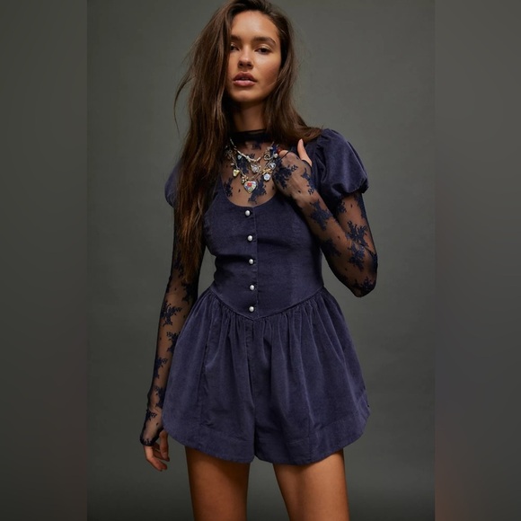 Free people Silver Bells Velvet Romper